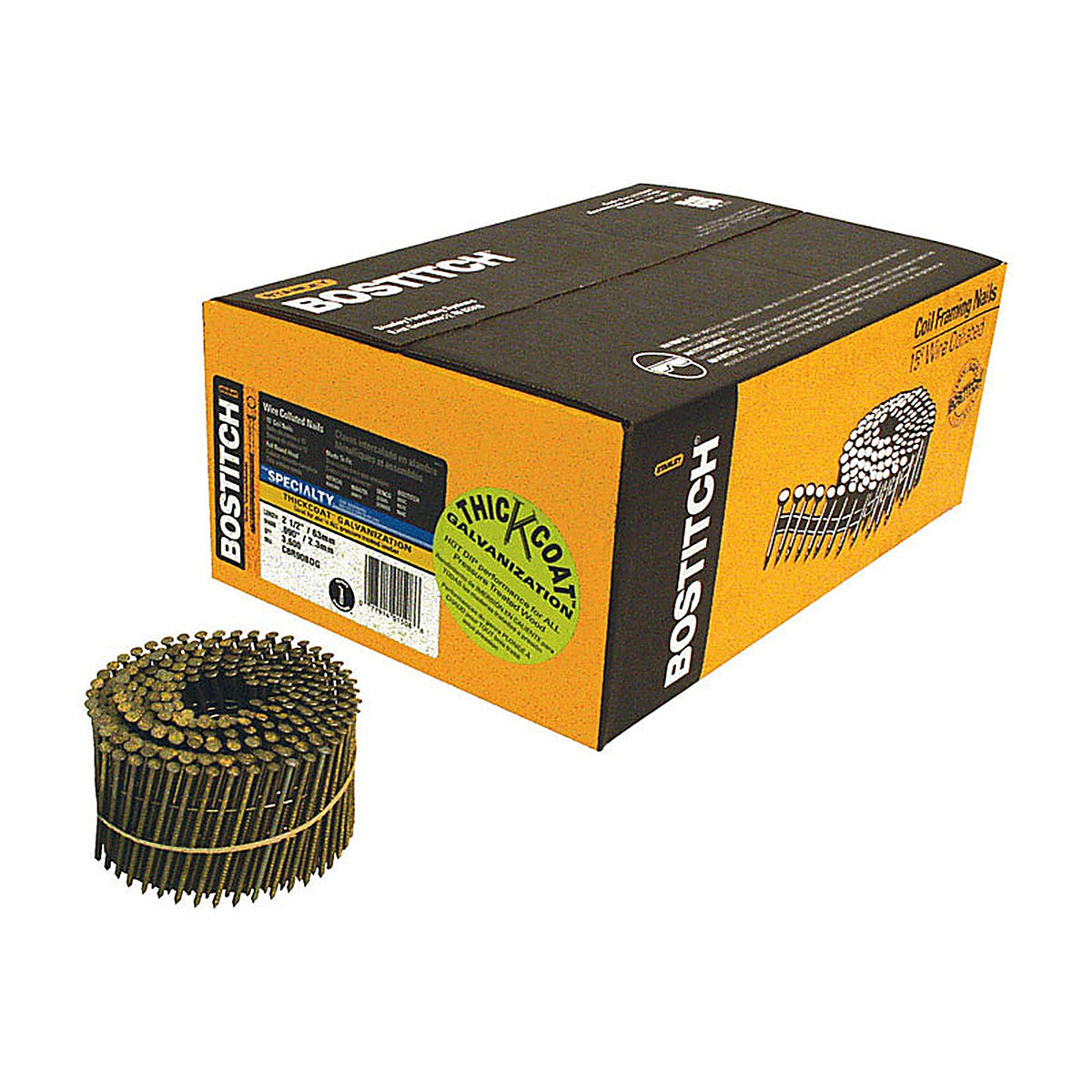 Bostitch C8R90BDG 2-1/2 in. 13 speed Angled Coil Siding Nails 15 deg. Ring Shank 3600/Pack