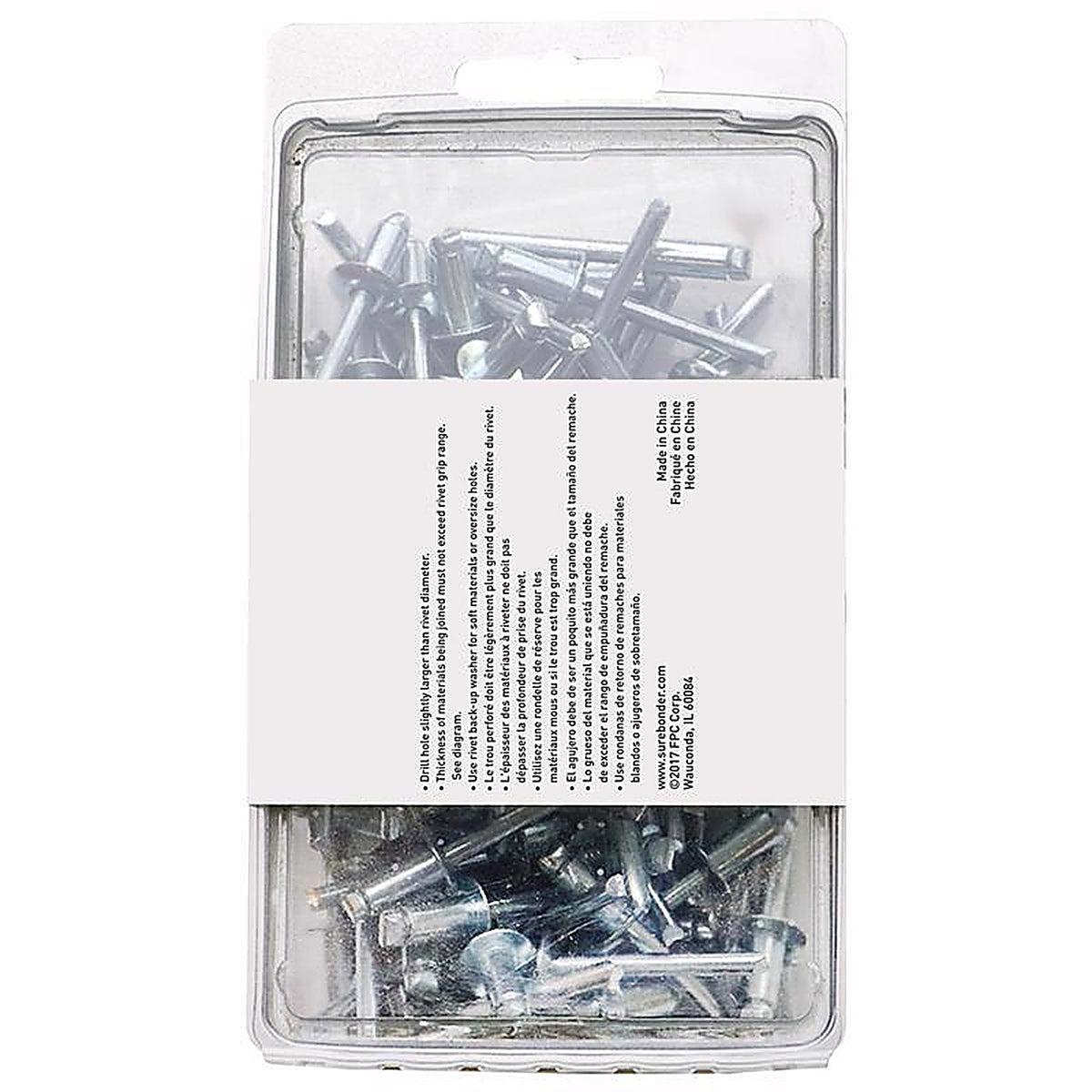 Surebonder - FPC84S-100 - 1/4 In. D X 1/4 In. Steel Rivets Silver 100 Piece