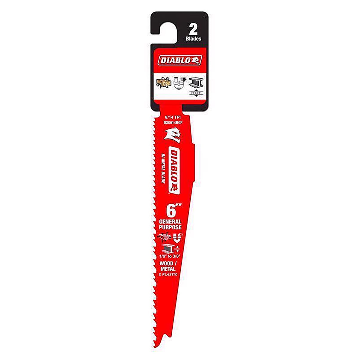 Diablo - DS0614BGP2 - 6 In. Bi-Metal General Purpose Reciprocating Saw Blade 8/14 TPI 2 Pack