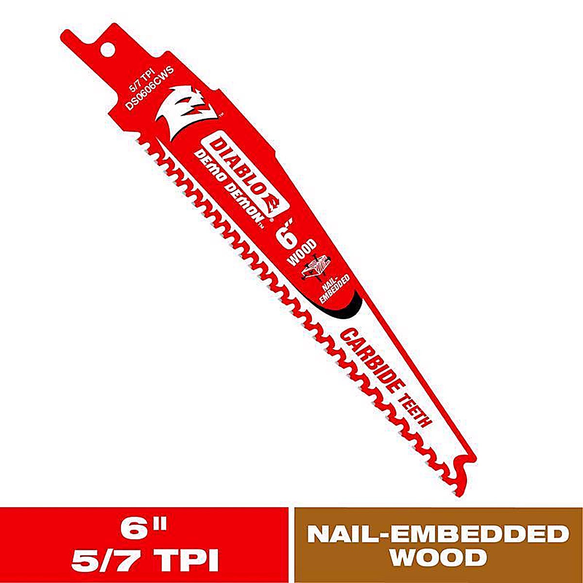 Diablo DS0606CWS Demo Demon 6 in. Carbide Reciprocating Saw Blade 6 TPI 1 pc
