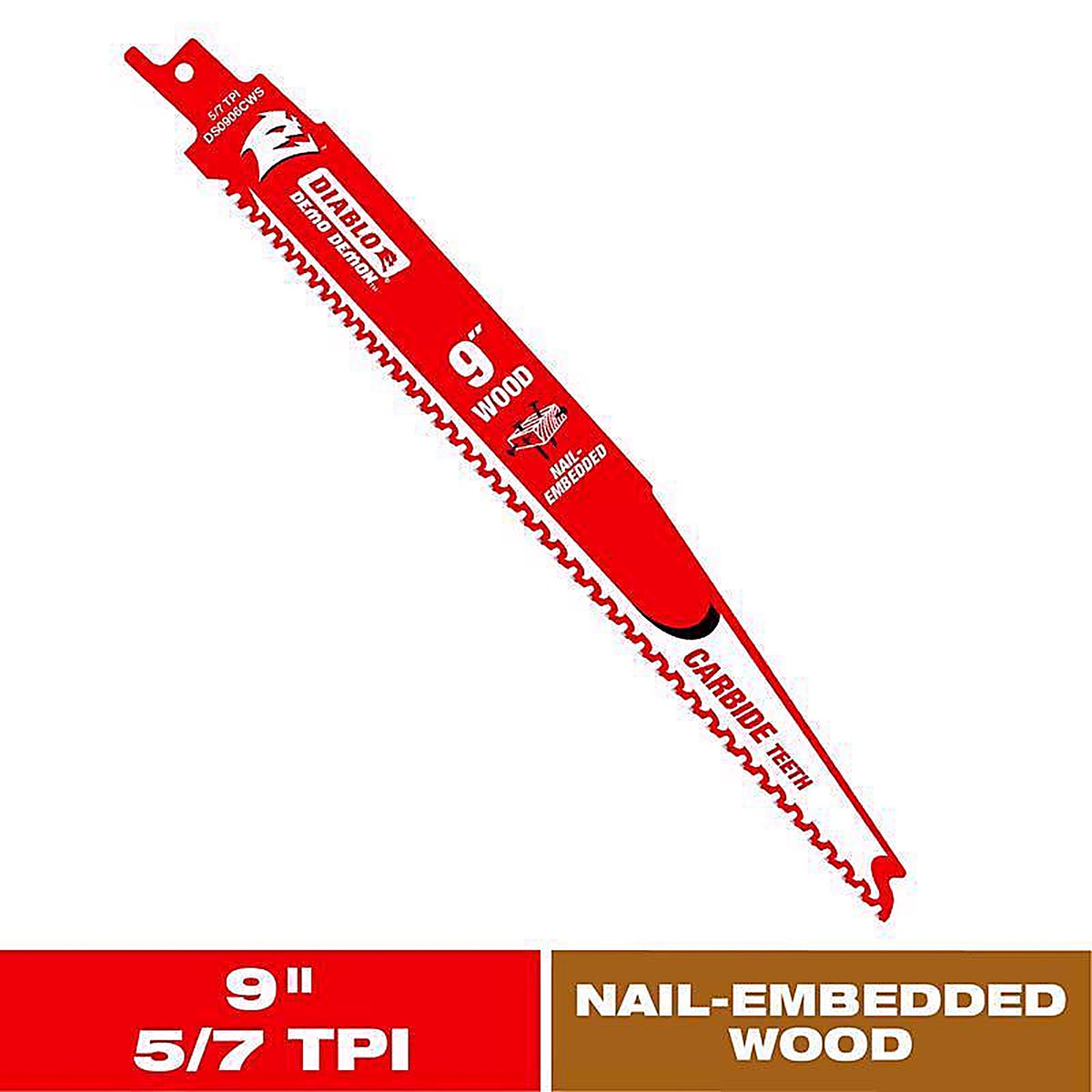 Diablo DS0906CWS Demo Demon 9 in. Carbide Reciprocating Saw Blade 6 TPI 1 pc