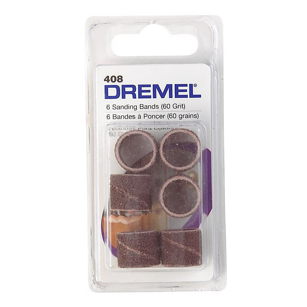Dremel - 408 - 0.5 In. D X 1/2 In. L Emery Drum Sander Bands 60 Grit Coarse 6 Piece