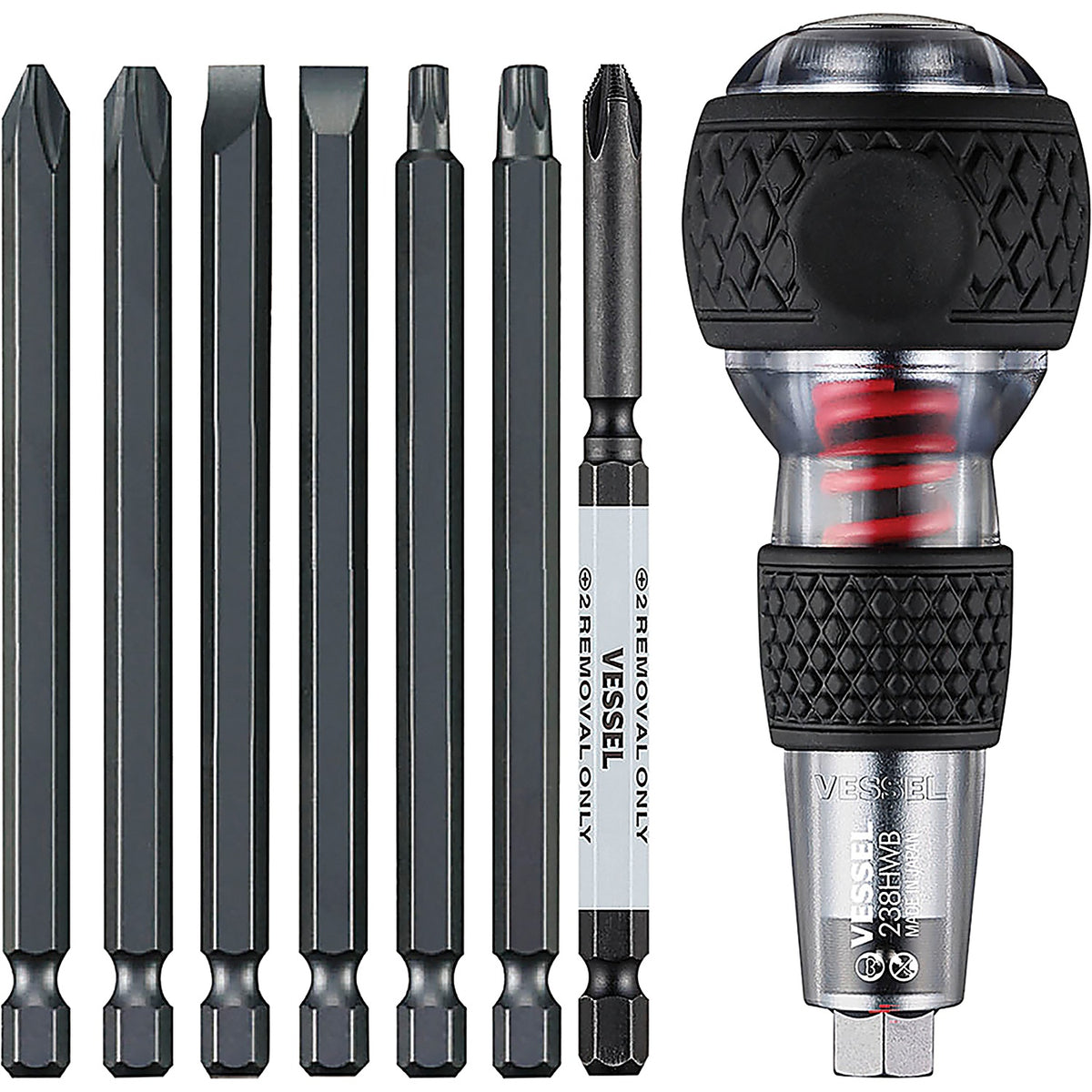 Vessel - 238HWB7PU - Impact & Out Screwdriver & 7Pc Bit Set