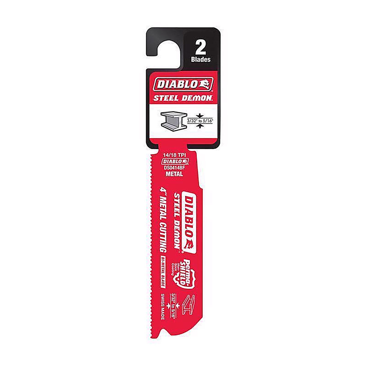 Diablo - DS0414BF2 - 4 In. Bi-Metal Medium Metal Reciprocating Saw Blade 14/18 TPI 2 Pack