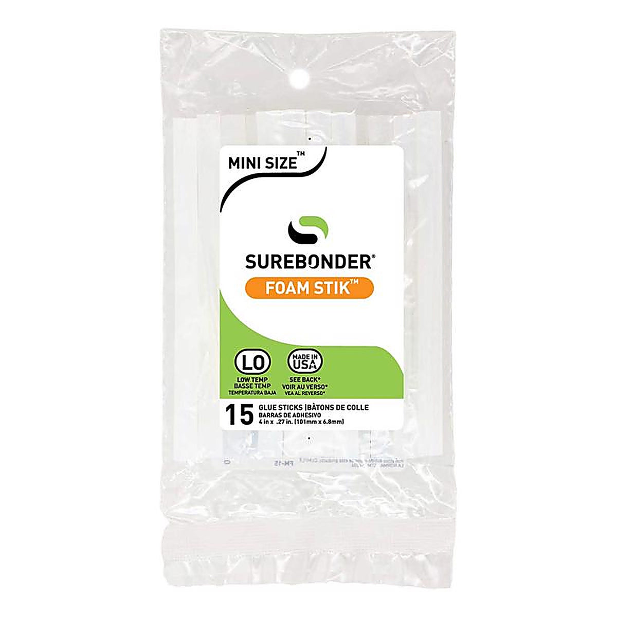 Surebonder FM-15 Foam Stik .27 in. Dia. x 4 in. L All Purpose Glue Sticks White 15/Pack