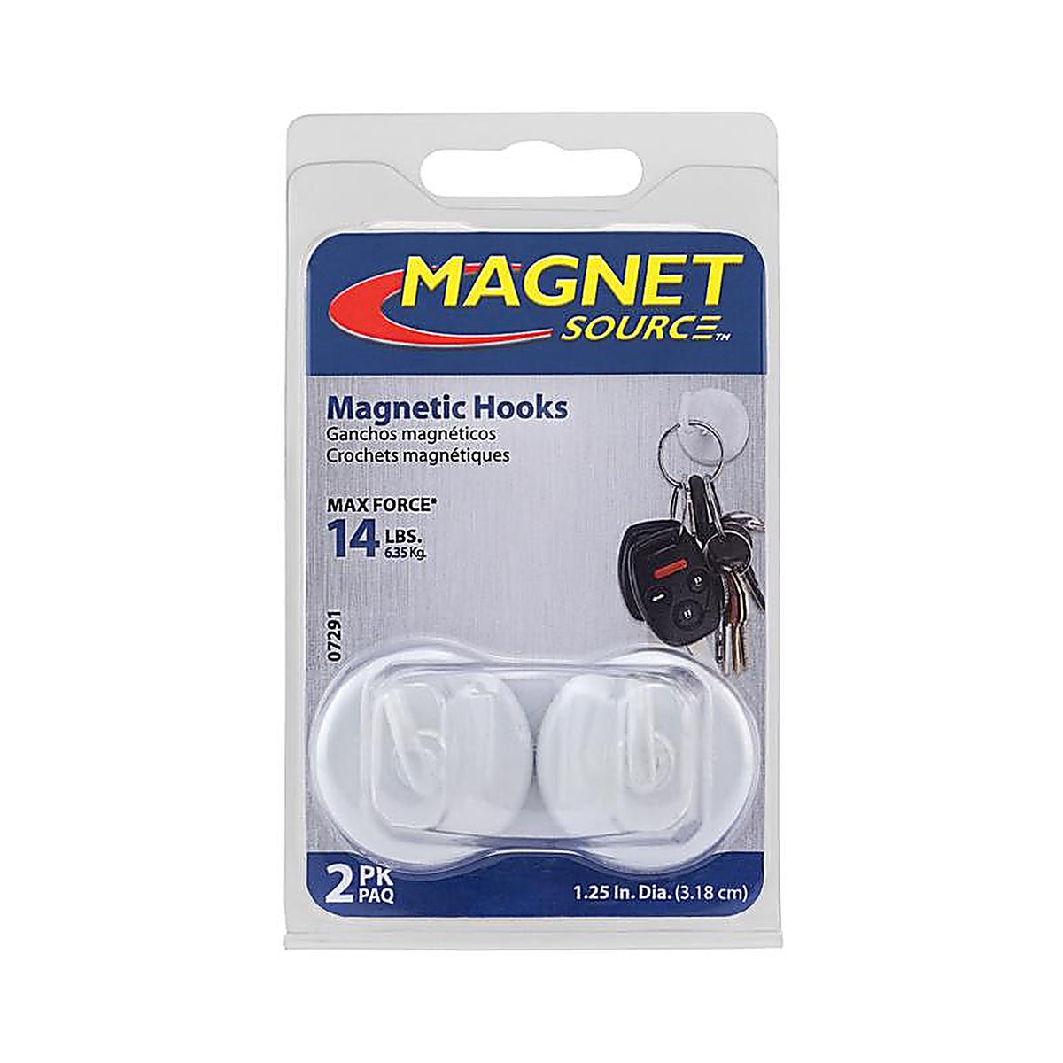 Master Magnetics 7291 1.4 in. Ceramic Magnetic Hooks 14 lb. pull 3.4 MGOe White 2/pc.
