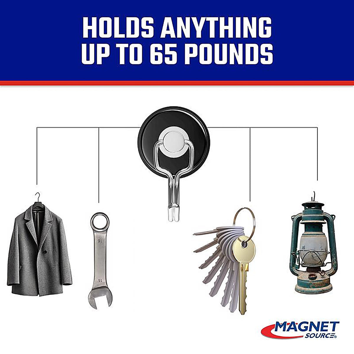 Master Magnetics 7580 .29 in. Neodymium Rotating Magnetic Hook 65 lb. pull 35 MGOe Black 1/pc.