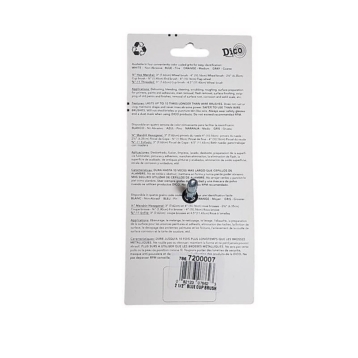Dico 541-778-4 4 in. Medium Crimped Mandrel Mounted Wheel Brush Nylon 2500 rpm 1/pc.