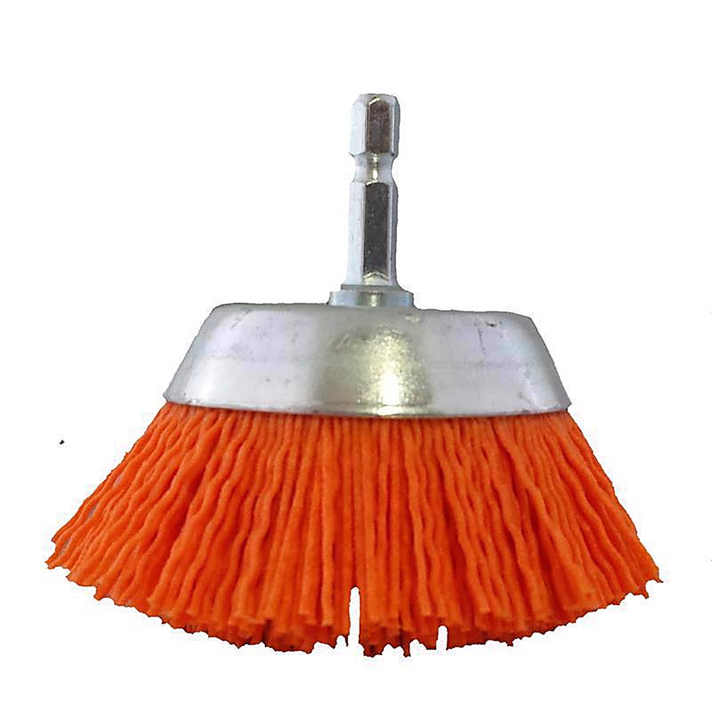 Dico 541-780-2-1/2 2.5 in. Dia. x 1/4 in. x 1/4 Dia. Crimped Nylon Mandrel Mounted Cup Brush 4500 rpm