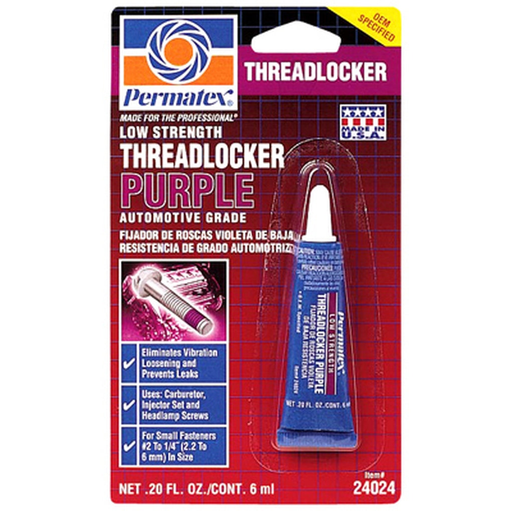 Permatex 24024 Low Strength Threadlocker Purple, 6 ml Tube