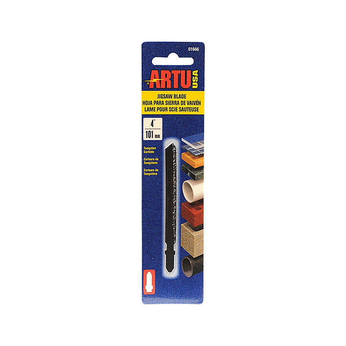 Artu 1666 4 in. Tungsten Carbide T-Shank Jig Saw Blade Assorted TPI 1/Pack