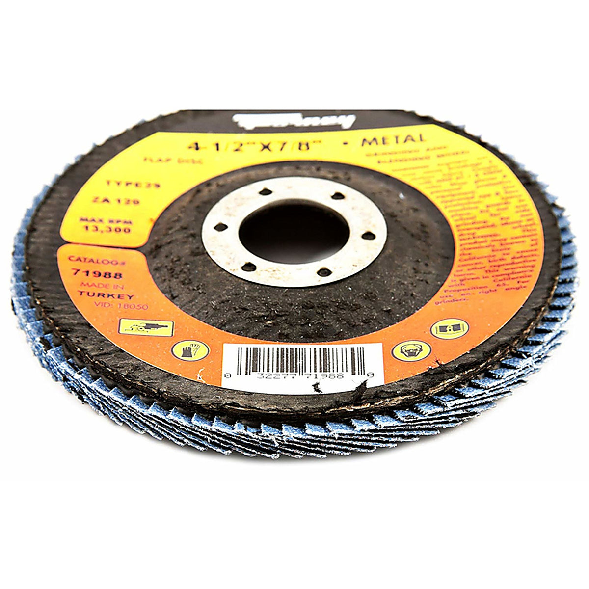 Forney - 71988 - 4-1/2 In. D X 7/8 In. Zirconia Aluminum Oxide Arbor Flap Disc 120 Grit 1 Piece
