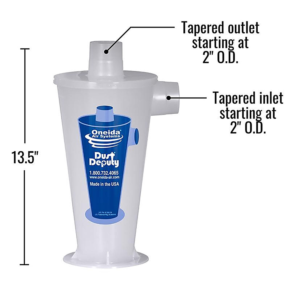 Oneida Air Systems - AXD001004 - Dust Deputy 13.5 In. L X 7 In. W X 8 In. D Diy Wet/Dry Vac Cyclone Separator Kit
