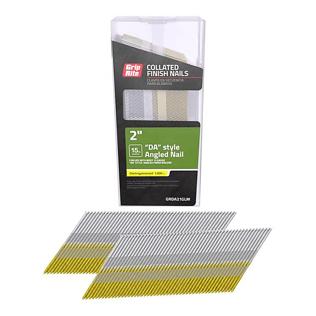Grip-Rite GRDA21GLM 2 in. 15 Ga. Angled Strip DA-Style Finish Nails 34 deg. Smooth Shank 1000/Pack