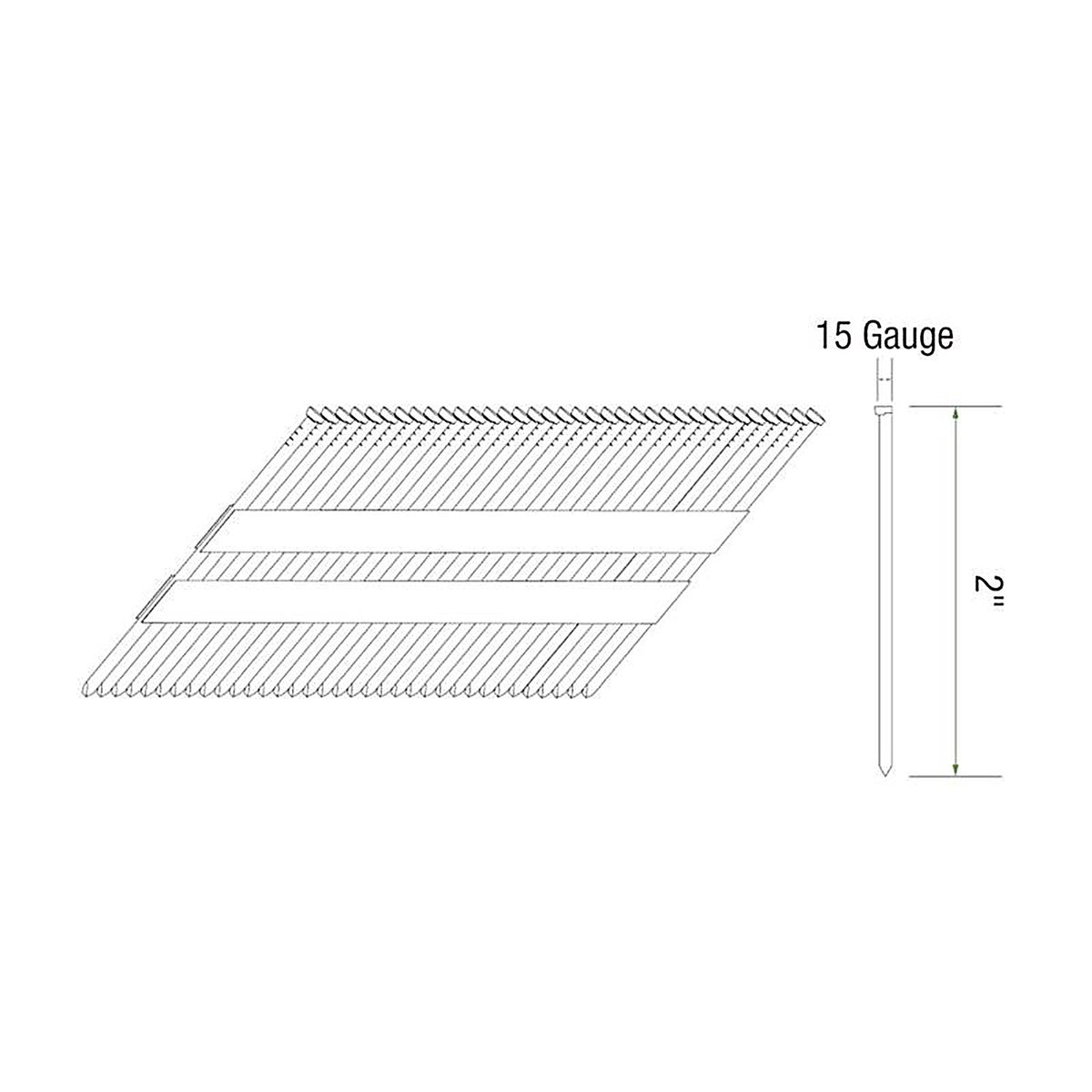 Grip-Rite GRDA21GLM 2 in. 15 Ga. Angled Strip DA-Style Finish Nails 34 deg. Smooth Shank 1000/Pack