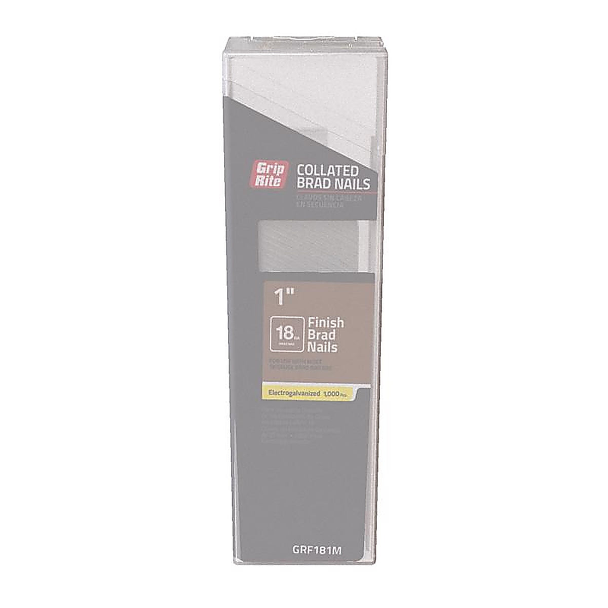 Grip-Rite GRF181M 1 in. 18 Ga. Straight Strip Brad Nails Smooth Shank 1000/Pack