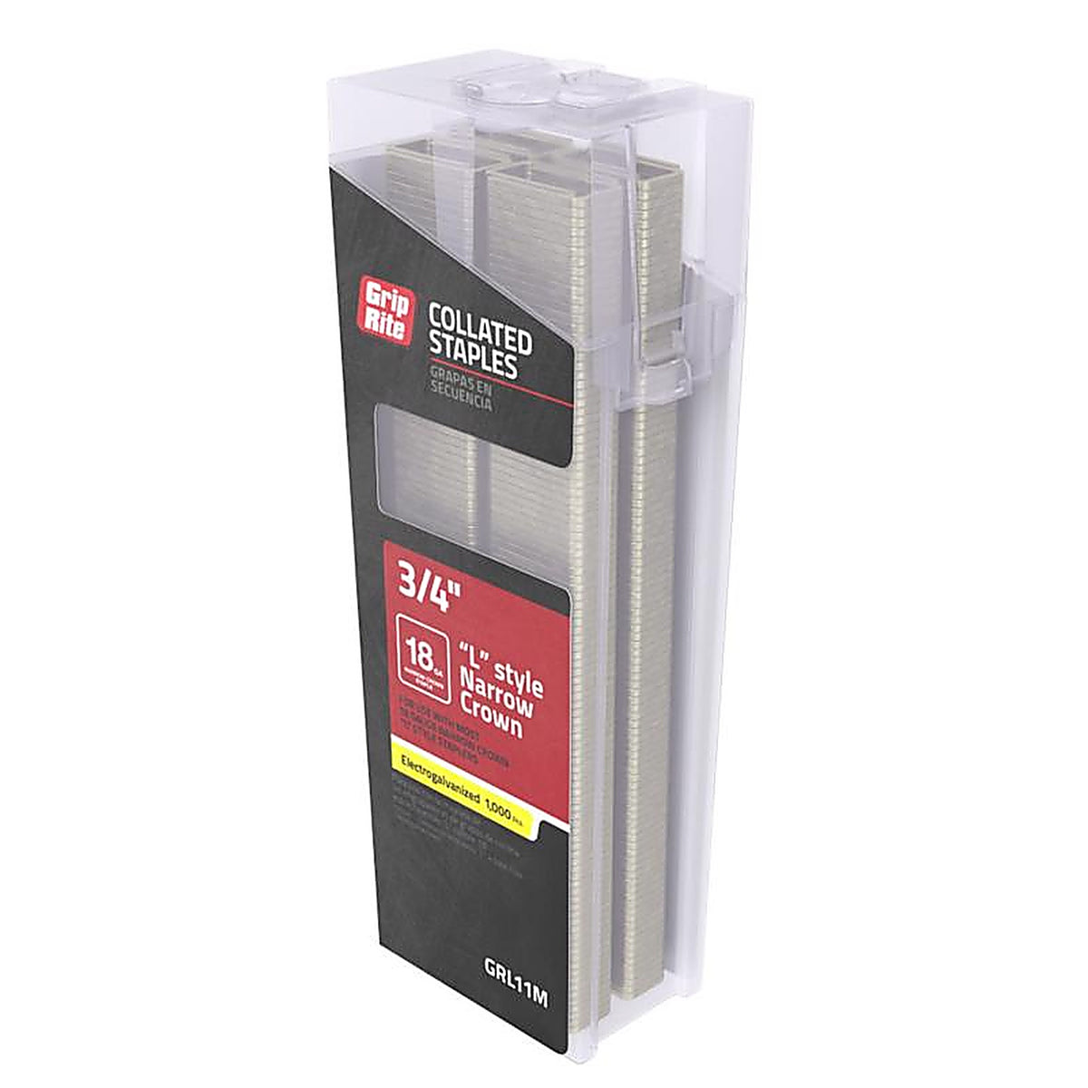 Grip-Rite GRL11M 1/4 in. W x 3/4 in. L L-Style 18 Ga. Narrow Crown Staples 1000/Pack