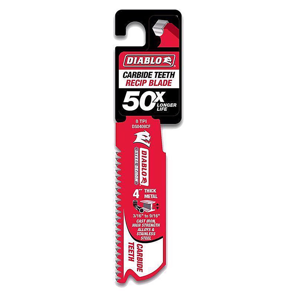 Diablo DS0408CF Steel Demon 4 in. Bi-Metal Reciprocating Saw Blade 8 TPI 1 pc