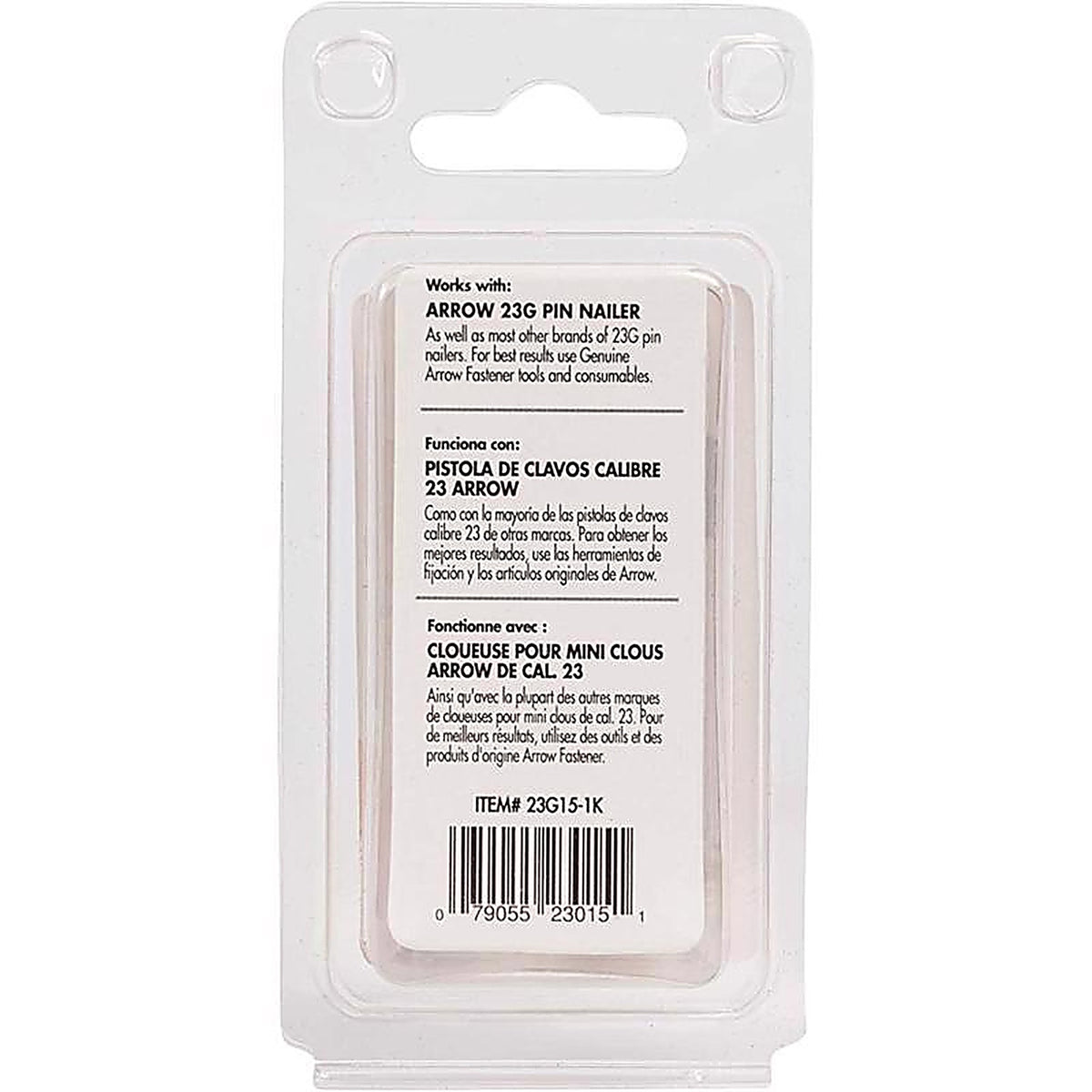 Arrow Fastener 23G15-1K 5/8 in. 23 Ga. Straight Strip Pin Nails Smooth Shank 1,000/Pack