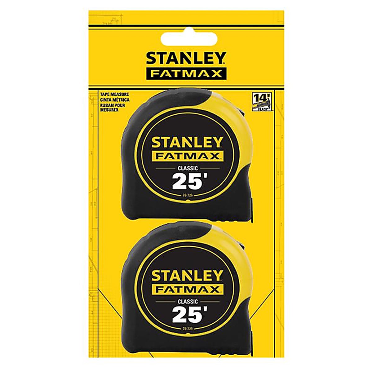 Stanley - FMHT74038 - Fatmax 25 Ft. L X 1-1/4 In. W Compact Wide Blade Tape Measure Set 2 Pack