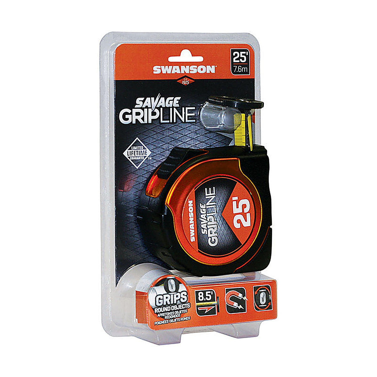 Swanson - SVGL25M1 - Savage Grip Line 25 Ft. L X 1-1/16 In. W Gipline Tape Measure 1 Pack