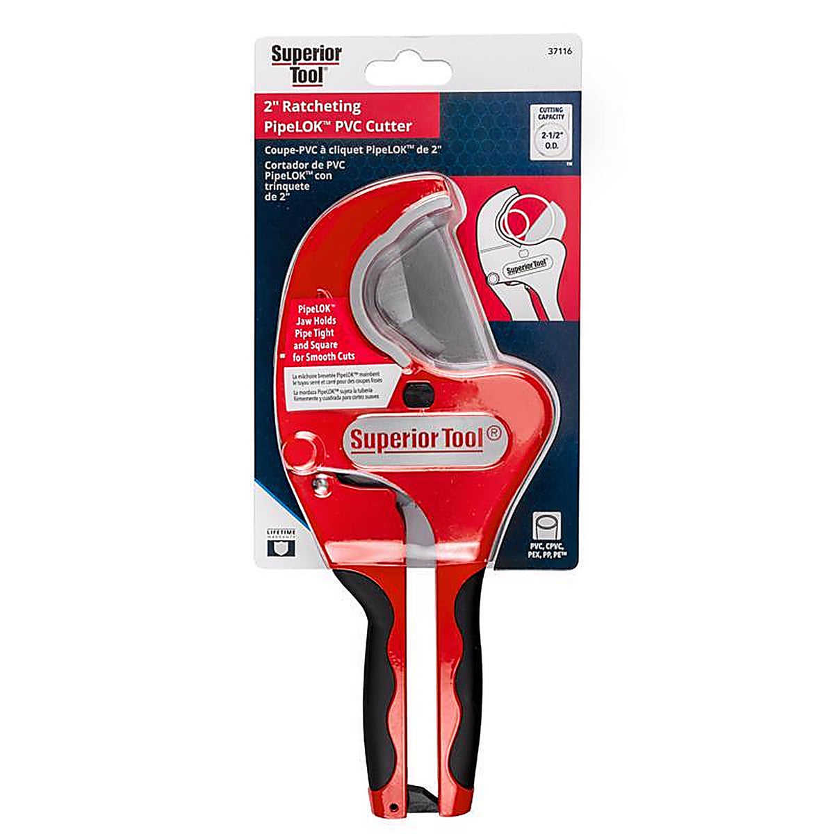 Superior Tool 37116 Cutter with Ratchet Handle Red