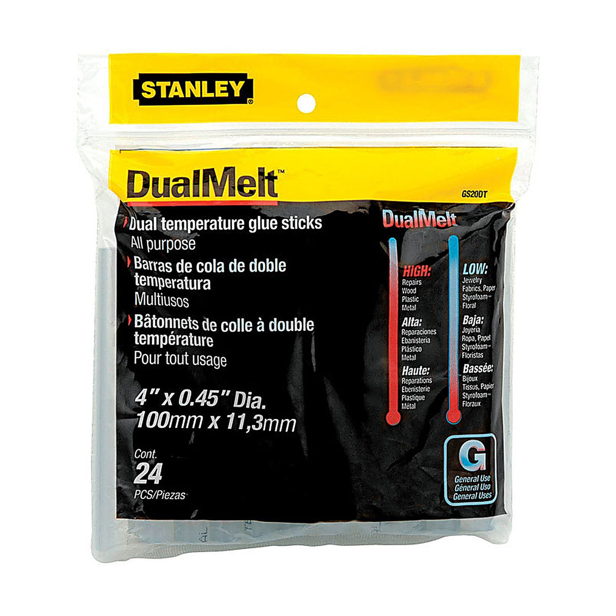 Stanley GS20DT 0.5 in. Dia. x 4 in. L Glue Sticks Clear 24/Pack