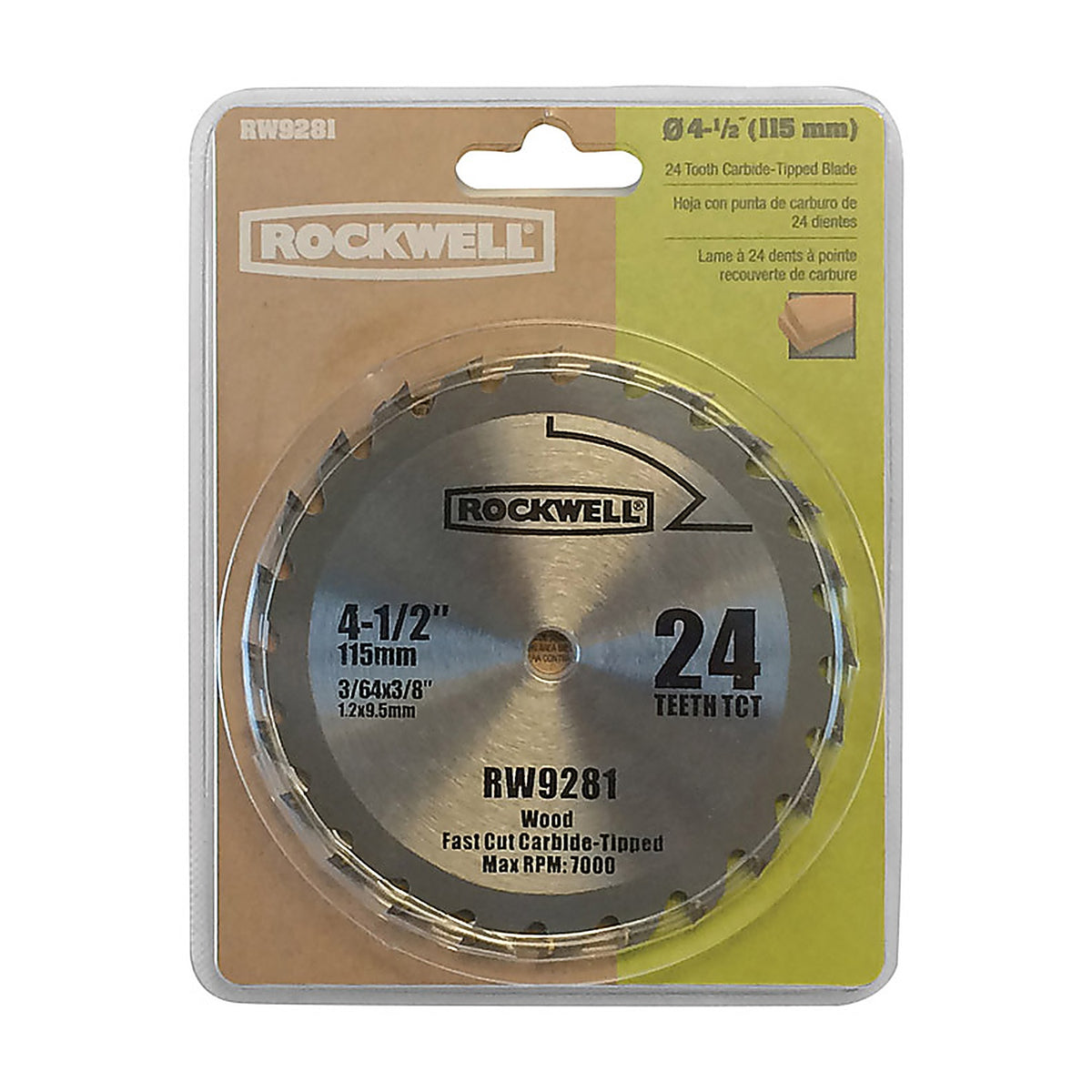 Rockwell RW9281 4-1/2 in. D X 3/8 in. S Versacut Tungsten Carbide Circular Saw Blade 24 teeth 1 pc