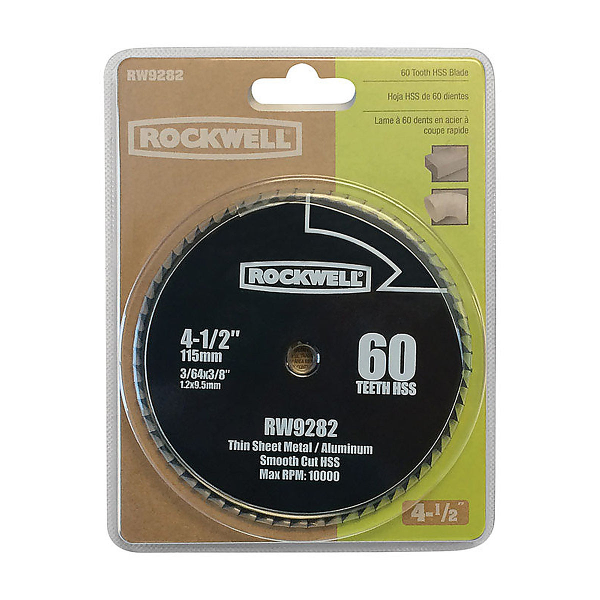 Rockwell RW9282 4-1/2 in. D X 3/8 in. S Versacut High Speed Steel Circular Saw Blade 60 teeth