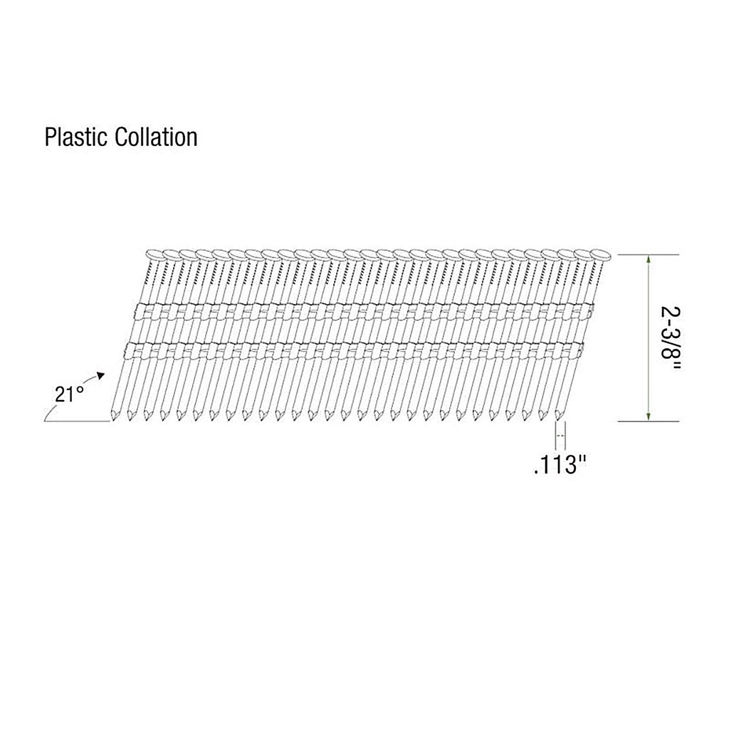 Grip-Rite GR07 2-3/8 in. 12 Ga. Angled Strip Framing Nails 21 deg. Smooth Shank 5000/Pack