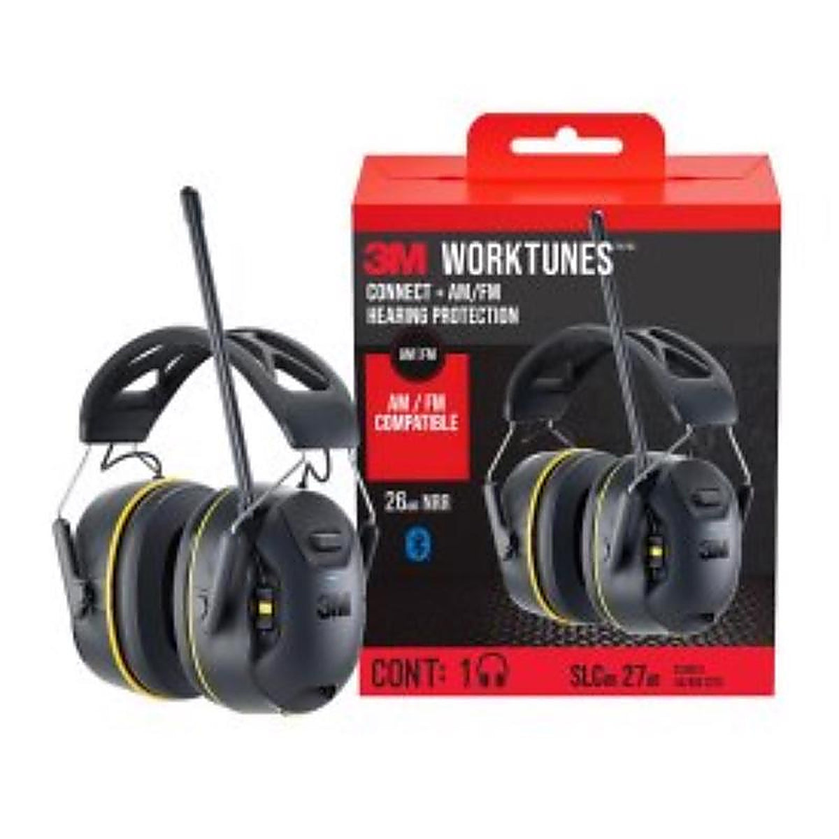 3M 90542-3DC WorkTunes 24 dB Soft Foam Bluetooth Ear Plugs/Ear Phones With Mic Black 1 pair