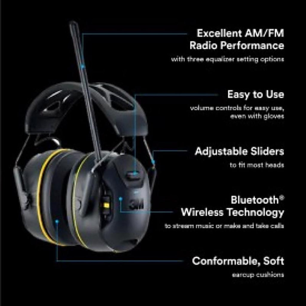 3M 90542-3DC WorkTunes 24 dB Soft Foam Bluetooth Ear Plugs/Ear Phones With Mic Black 1 pair