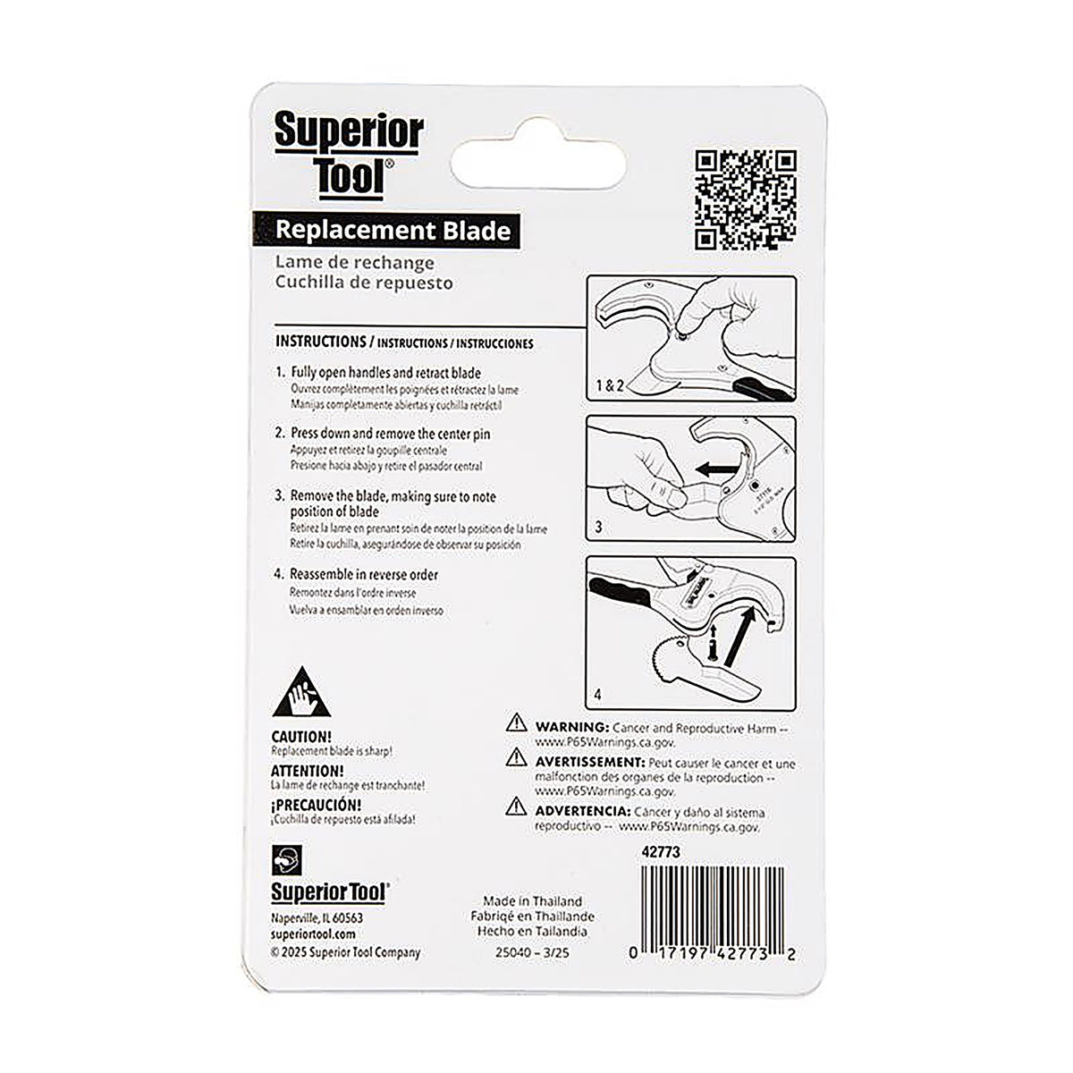 Superior Tool - 42773 - Replacement Cutter Blade Silver 1 Piece