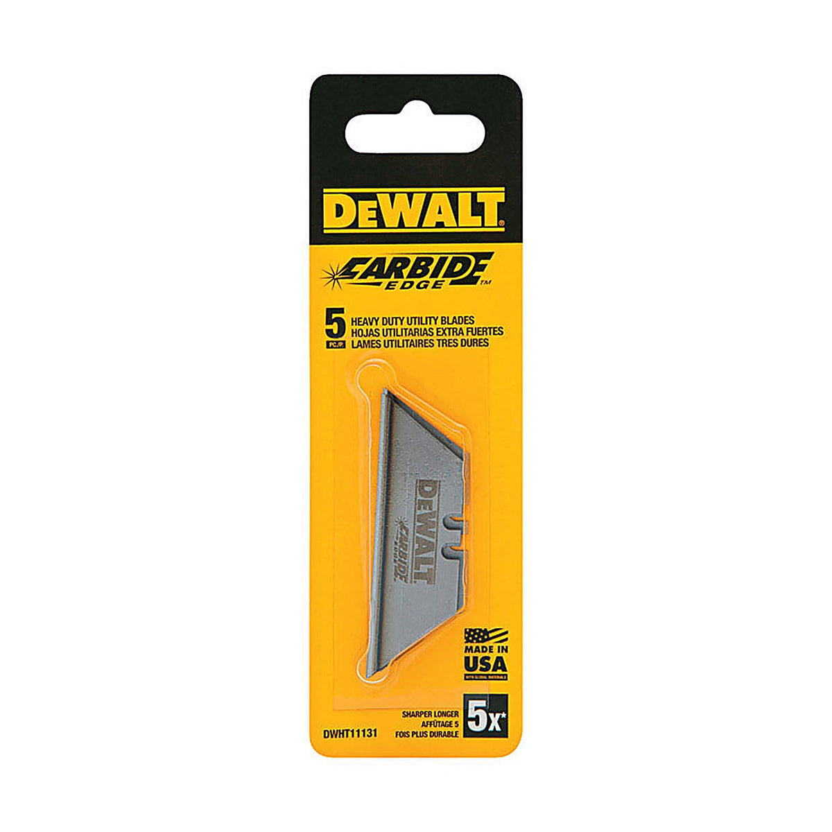 DeWalt DWHT11131 Carbide Edge Steel Heavy Duty Utility Blade 2-1/2 in. L 5 pc