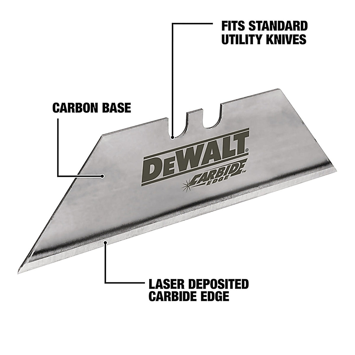 DeWalt DWHT11131L Carbide Edge Steel Heavy Duty Utility Blade 2-1/2 in. L 50 pc