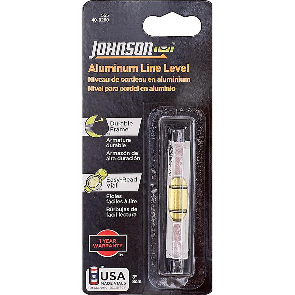 Johnson 555 3 in. Aluminum Line Level 1 vial