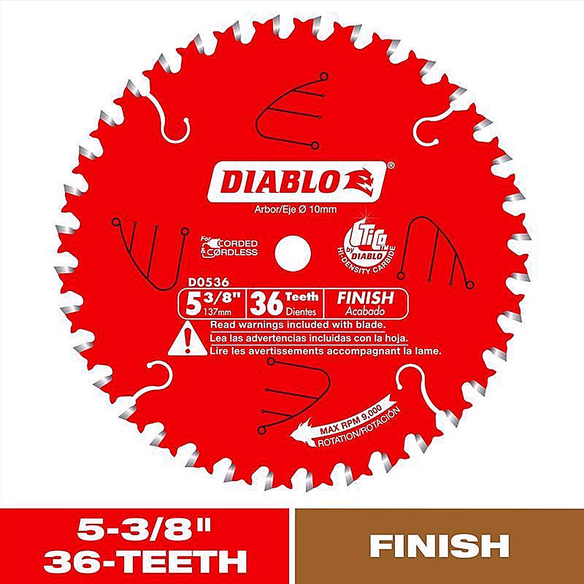 Diablo D0536X 5-3/8 in. D X 10 mm S Carbide Tip Metal Circular Saw Blade 36 teeth 1 pc