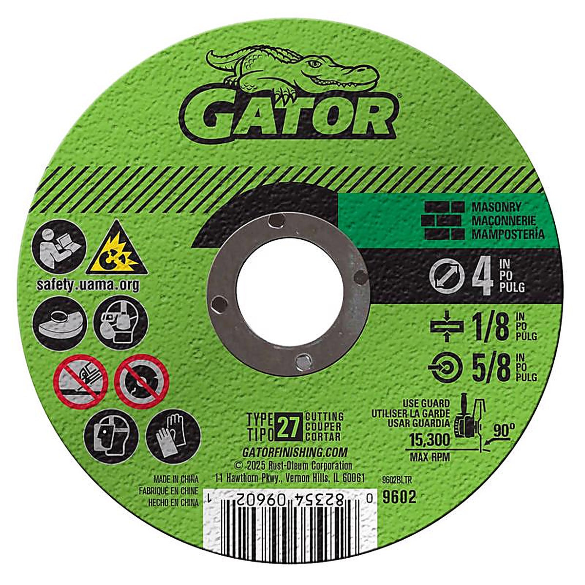 Gator 9602 4 in. Dia. x 1/8 in. thick x 5/8 in. Masonry Grinding Wheel 1/pc.