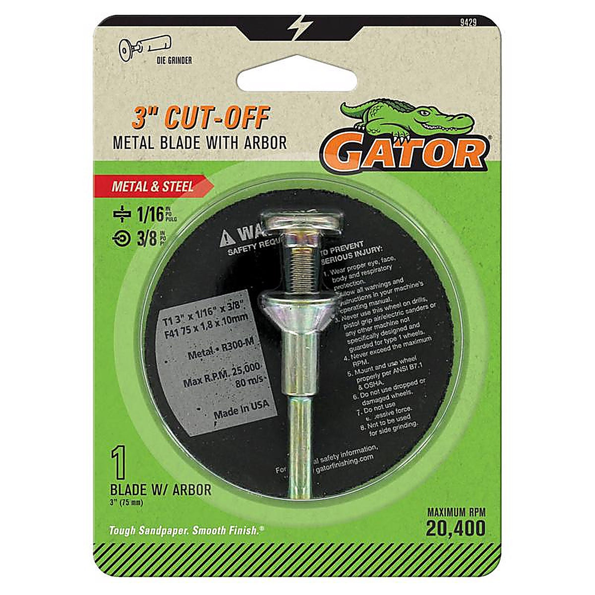 Gator 9429 3 in. Dia. x 3/8 in. Aluminum Oxide Metal Cut-Off Blade 1/pc.