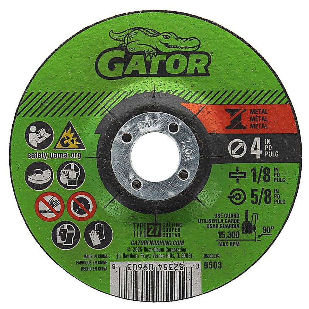 Gator 9603 4 in. Dia. x 1/8 in. thick x 5/8 in. Metal Grinding Wheel 1/pc.