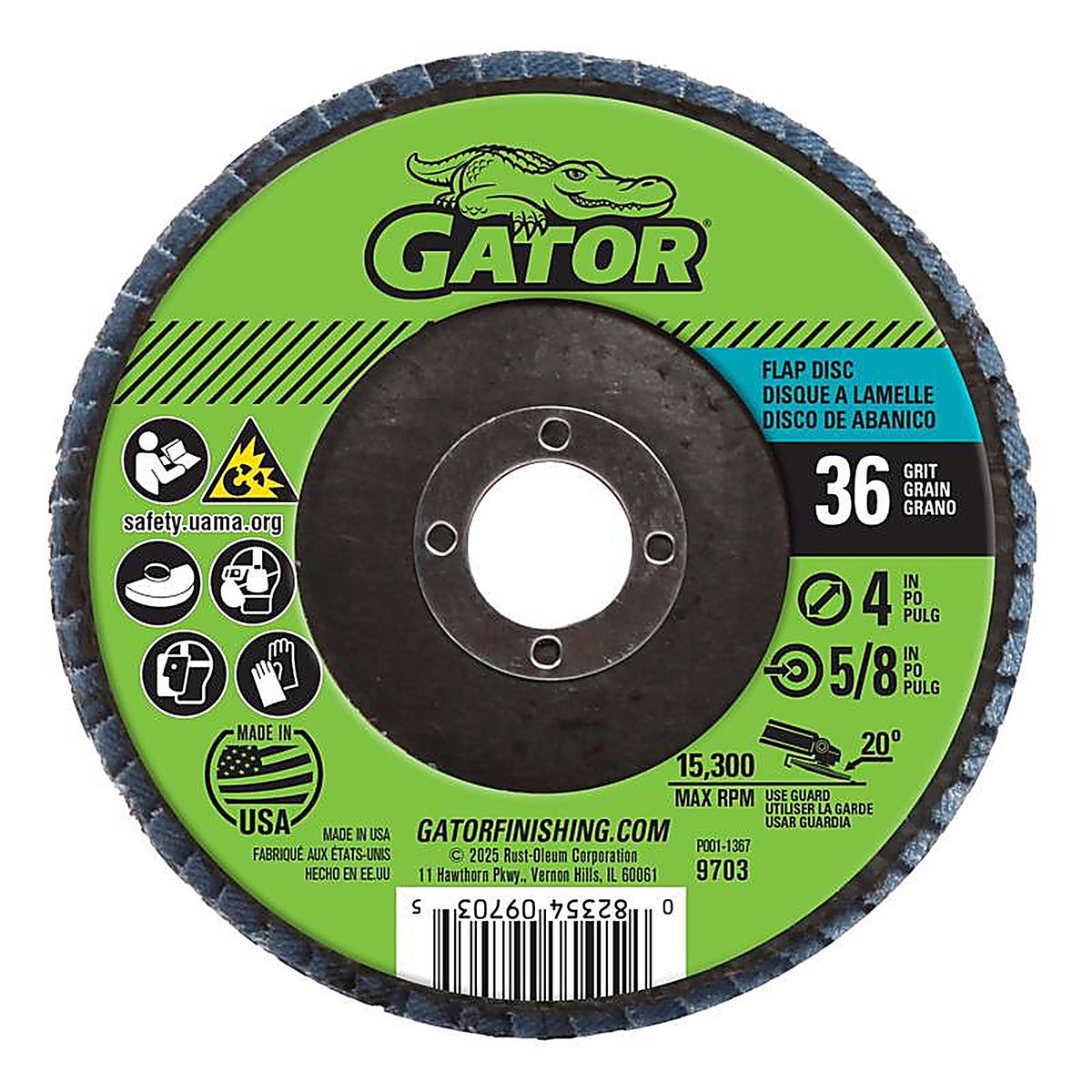 Gator 9703 4 in. Dia. x 5/8 in. Aluminum Oxide Flap Disc 36 Grit 1/Pack