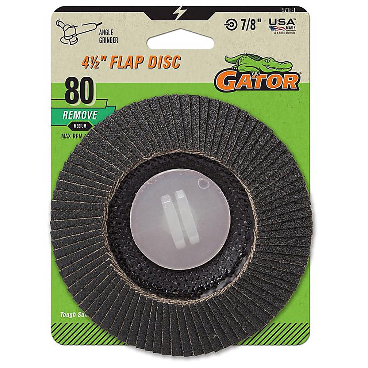 Gator 9718 4-1/2 in. D X 7/8 in. S Zirconia Aluminum Oxide Flap Disc 80 Grit 1 pk