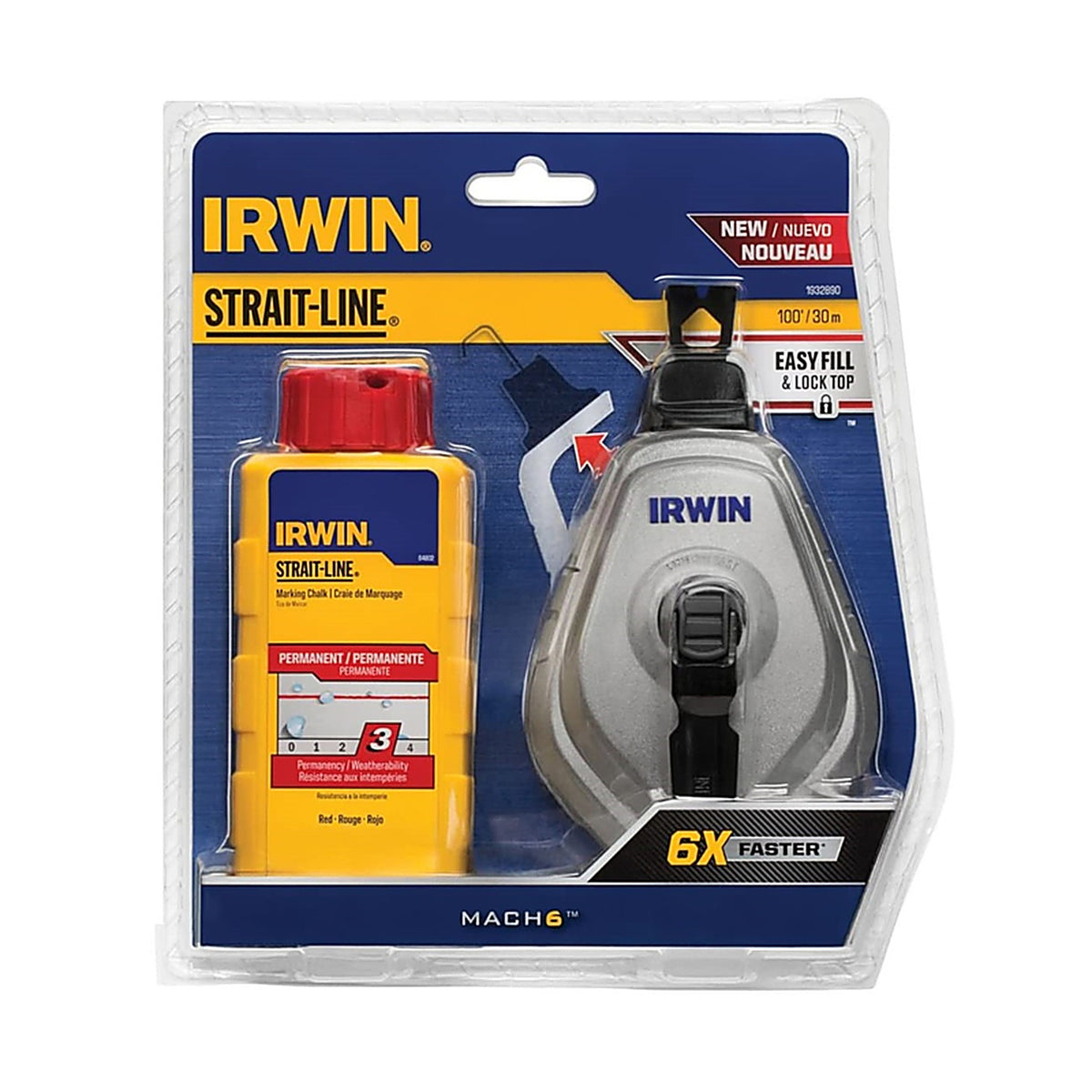Irwin - IWHT48445RC - Strait-Line Red Braided Chalk and Reel Set 100 Ft. Red