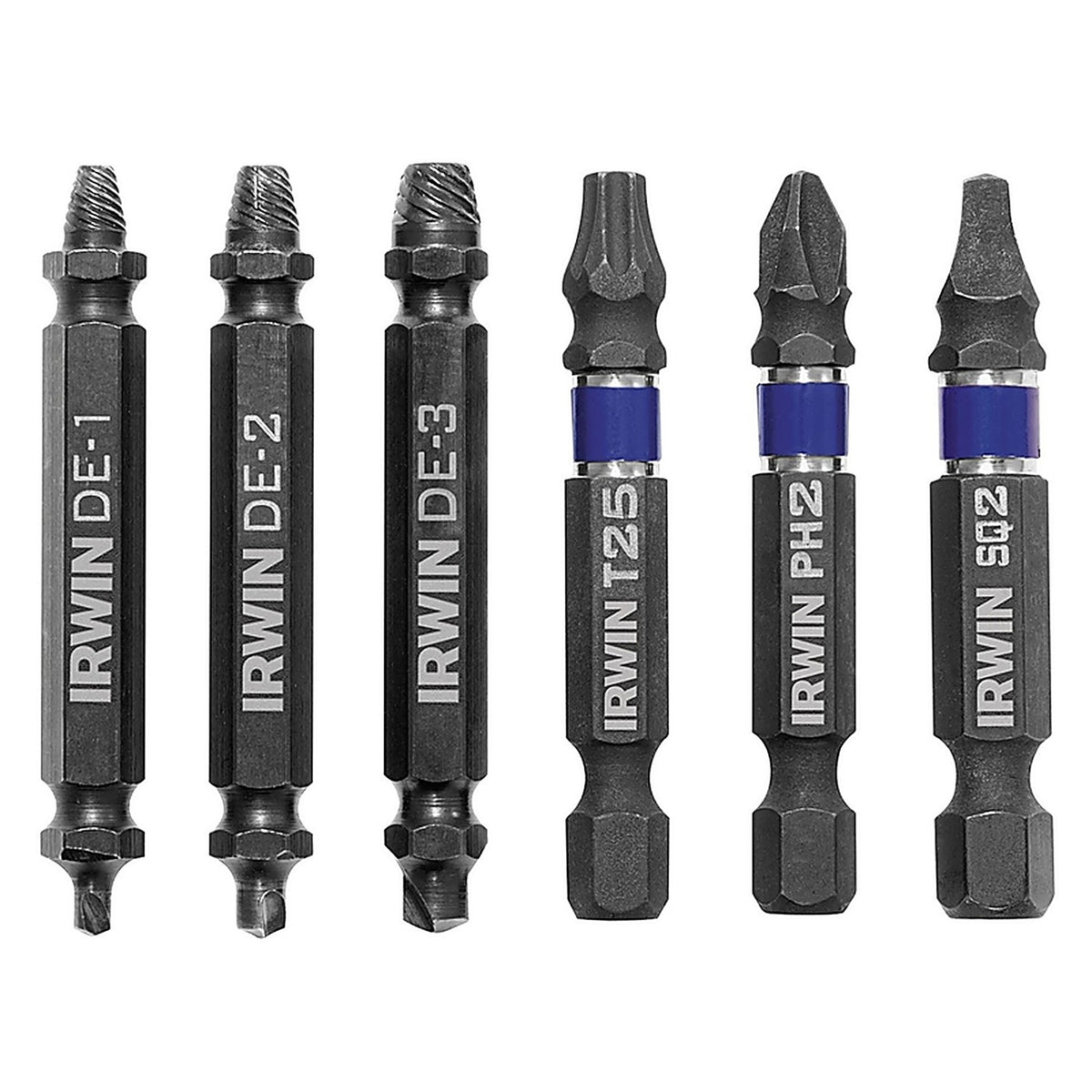 Irwin 1876225 Impact SCREW-GRIP .15 in. M2 High Speed Steel Double-Ended Screw Extractor Set 2 in. 6/pc.