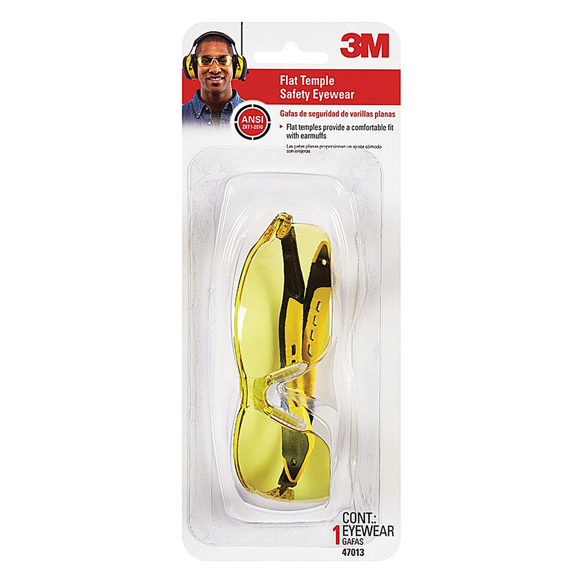 3M 47013H1-DC Safety Glasses Amber Lens Black/Yellow Frame 1 pc