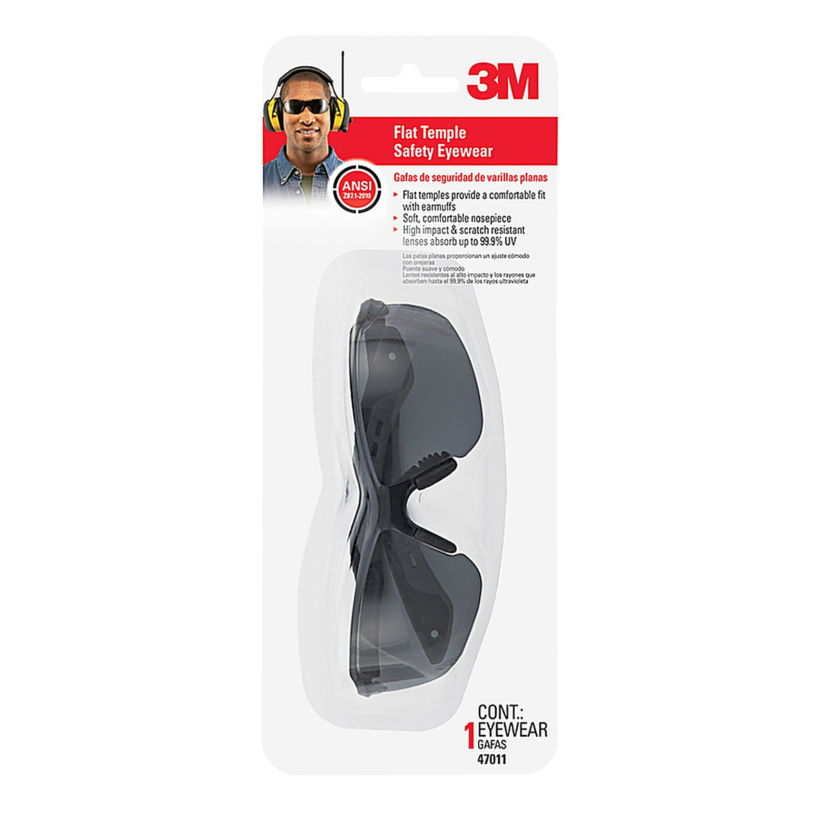 3M 47011-WV6-NA Safety Glasses Gray Lens Black/Gray Frame 1 pc