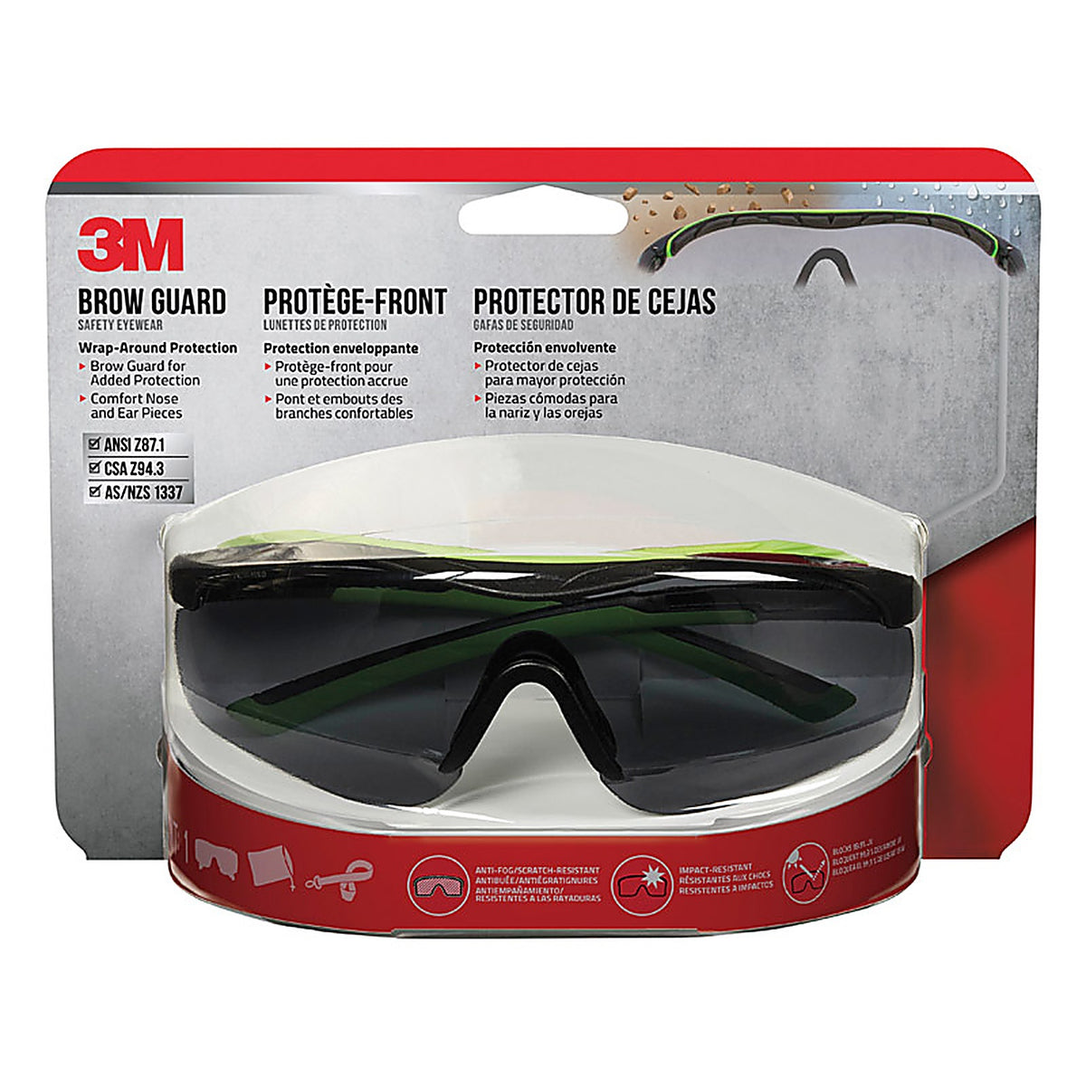 3M 47101H1-DC Anti-Fog Safety Glasses Gray Lens Black Frame 1 pc