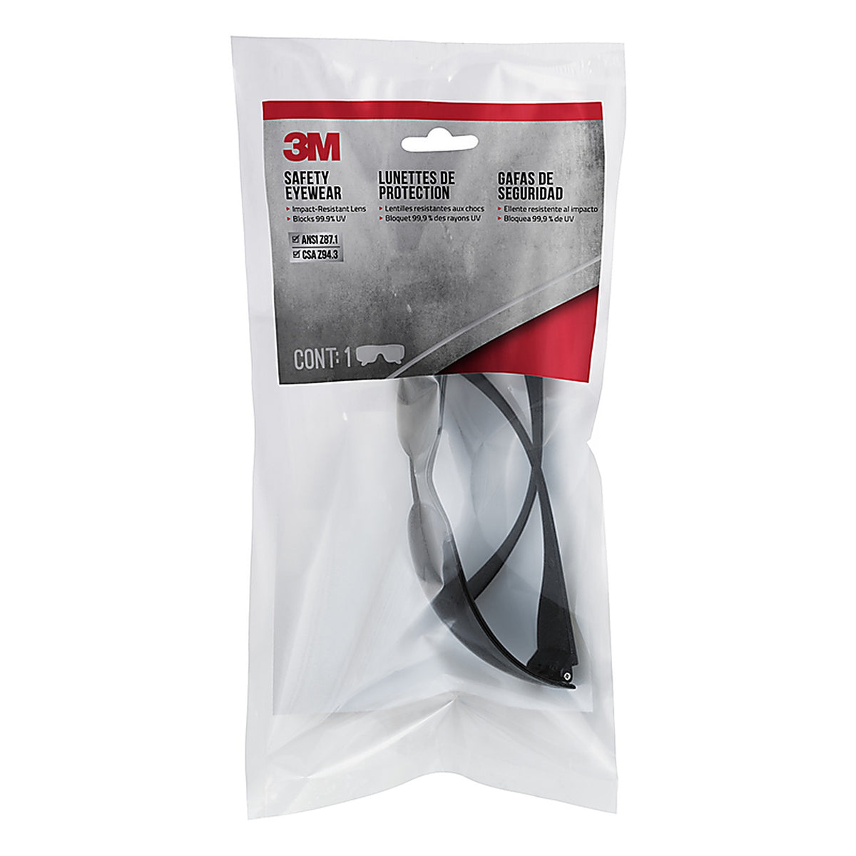 3M 90954H1-DC-20 Safety Glasses Gray Lens Gray Frame 1 pc
