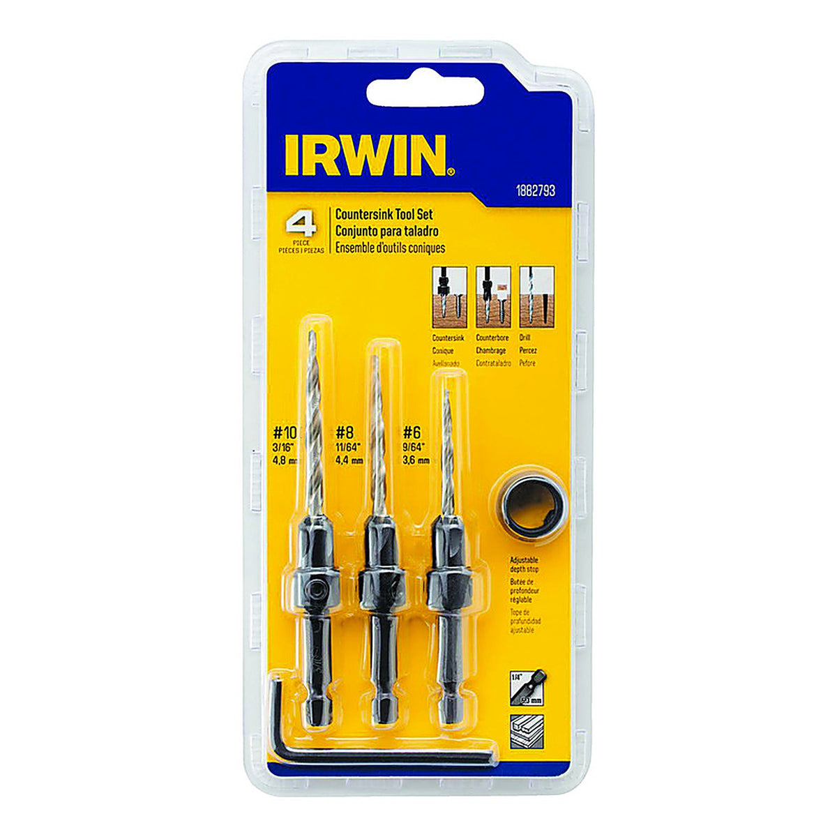 Irwin 1882793 Multi Size Dia. High Speed Steel Countersink 4/pc.