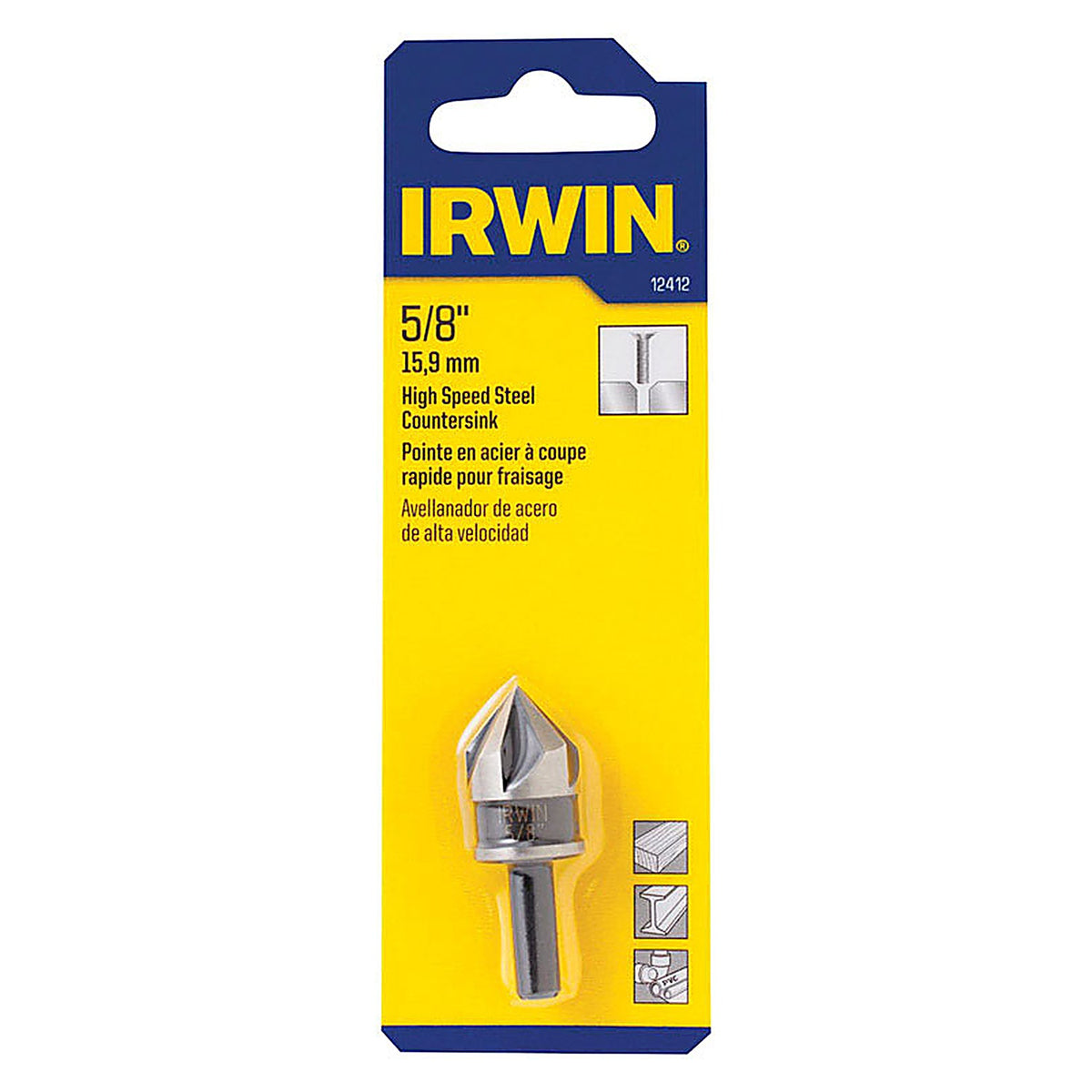 Irwin 12412 5/8 in. Dia. High Speed Steel Countersink 1/pc.